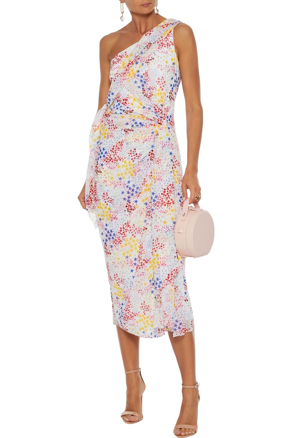 CAROLINA HERRERA One-shoulder printed chiffon midi dress