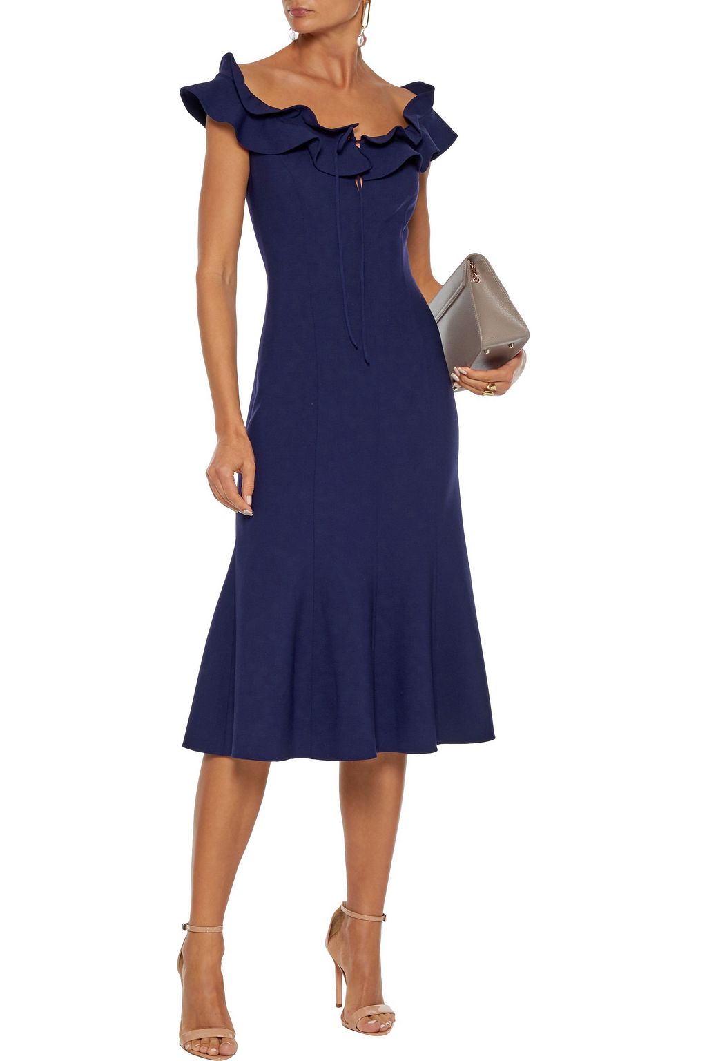 CAROLINA HERRERA Ruffle-trimmed wool-blend dress