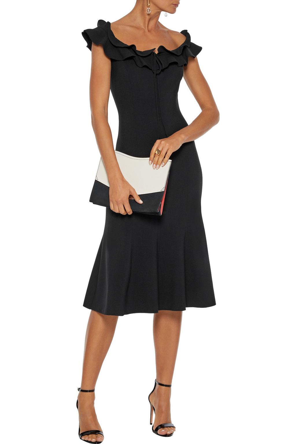 CAROLINA HERRERA Ruffle-trimmed wool-blend dress