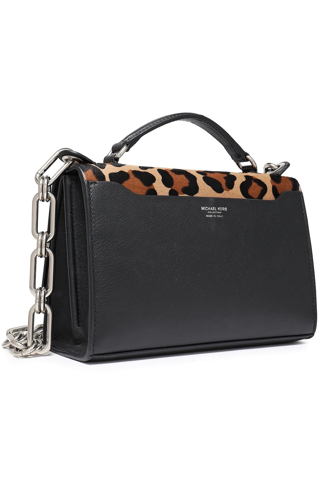 MICHAEL KORS COLLECTION Bancroft leopard-print calf hair-paneled leather shoulder bag