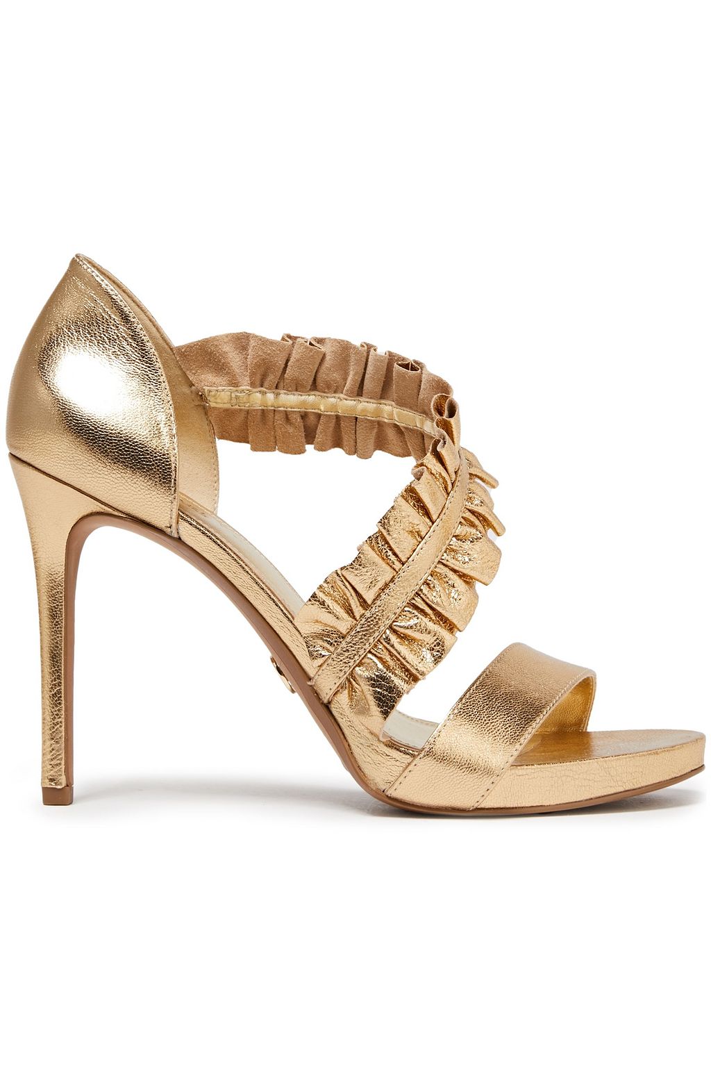 gold ruffle heels