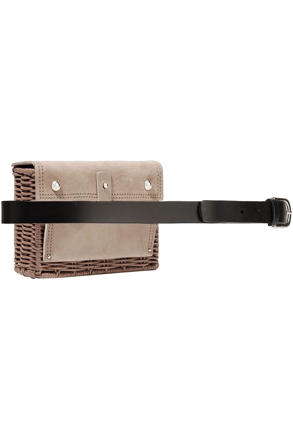 WICKER WINGS Tao suede and rattan belt bag