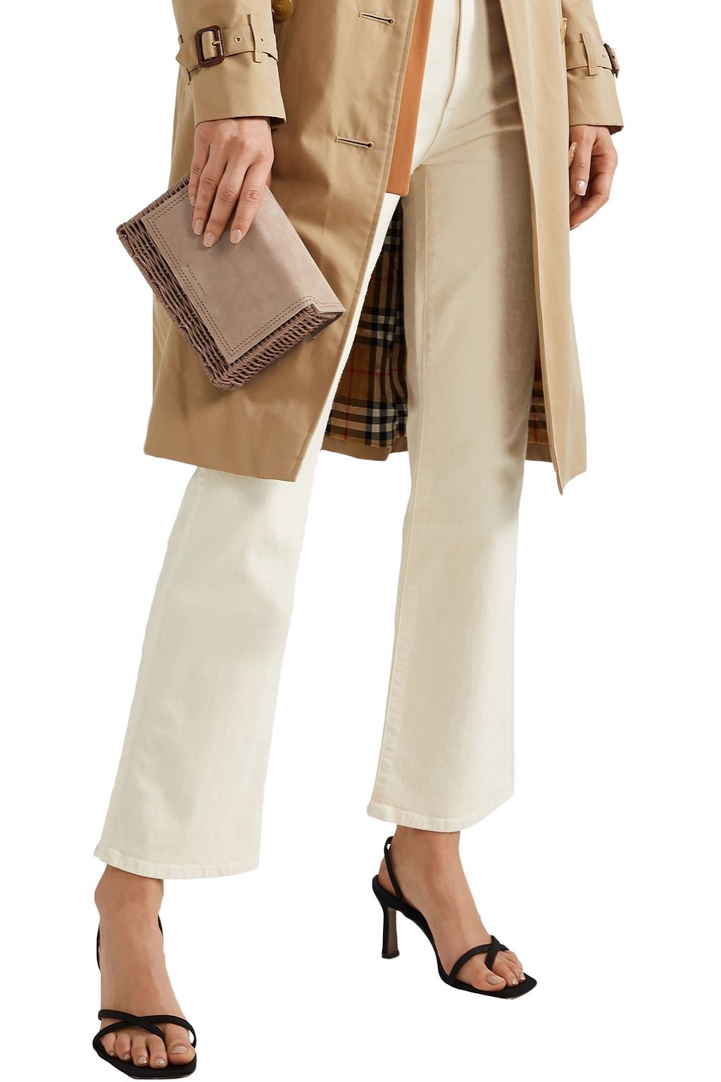 WICKER WINGS Tao suede and rattan belt bag