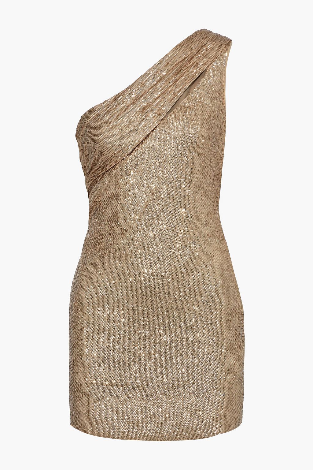 gold metallic one shoulder dress