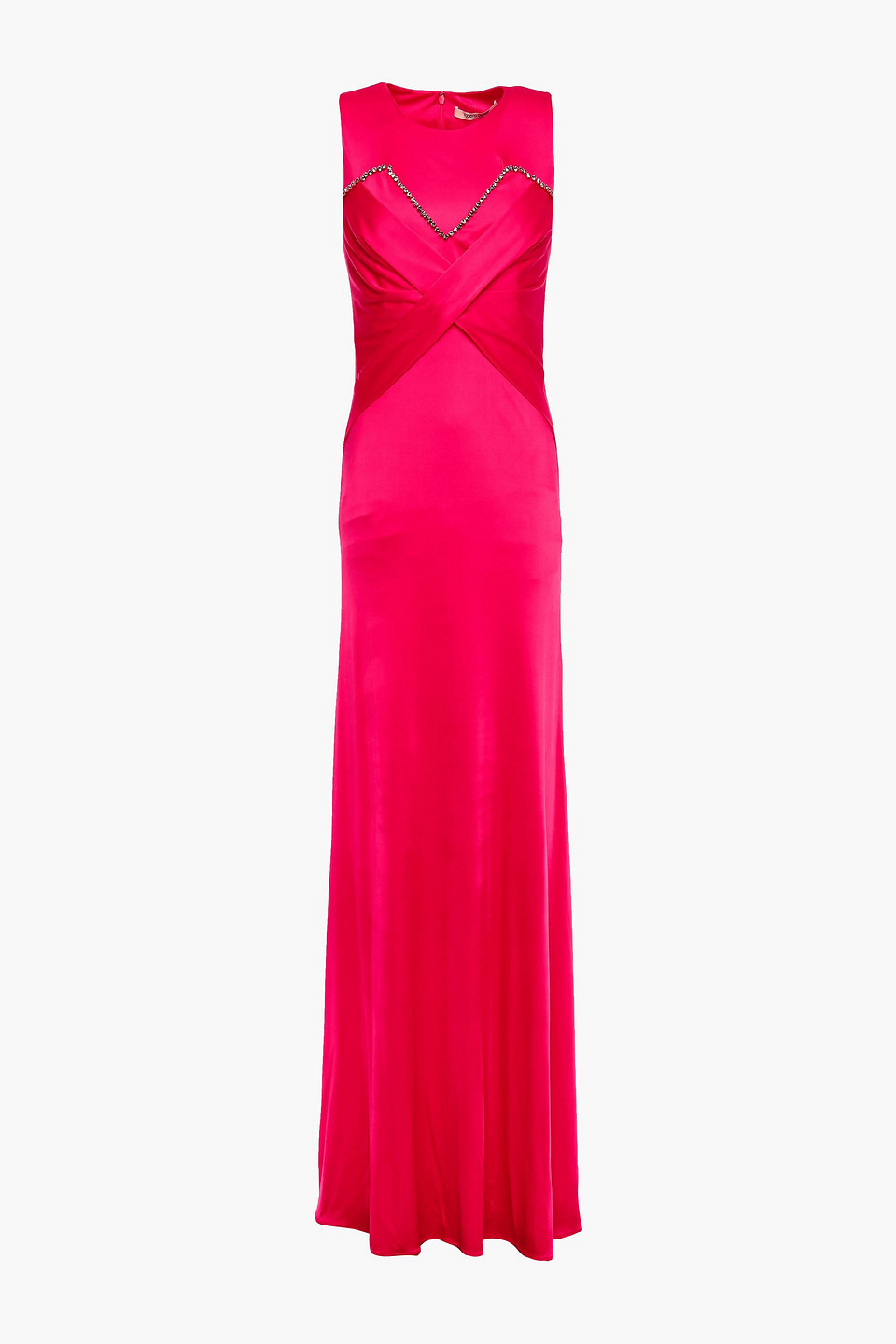 Gathered crystal-embellished jersey gown