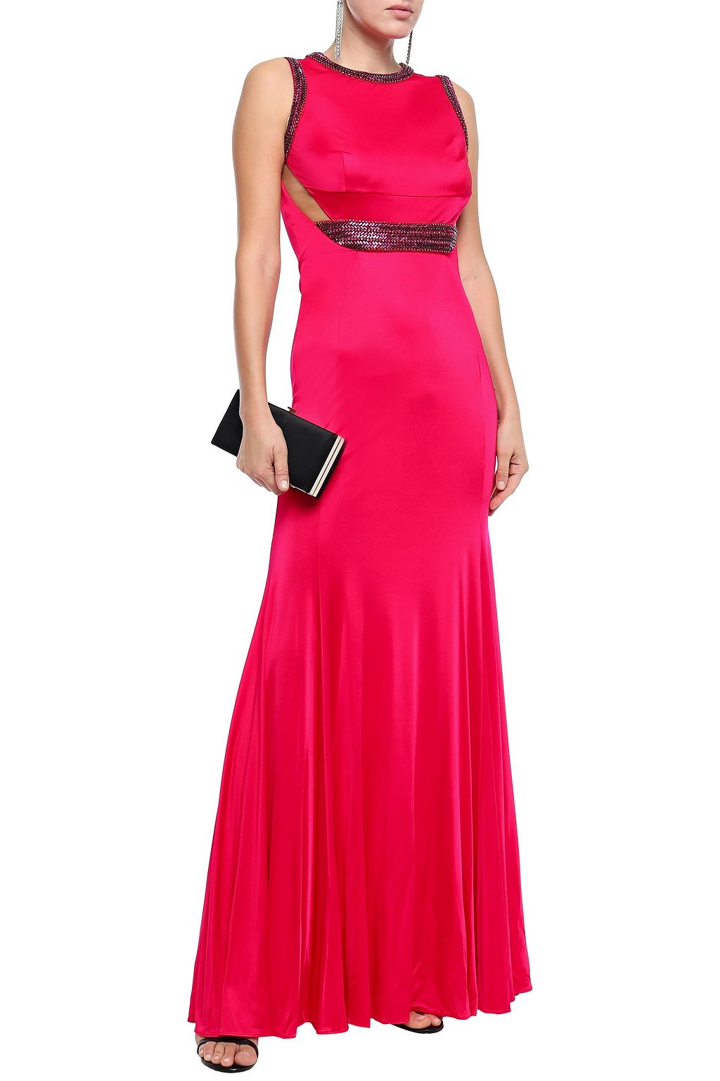 ROBERTO CAVALLI Cutout draped sequin-embellished jersey gown