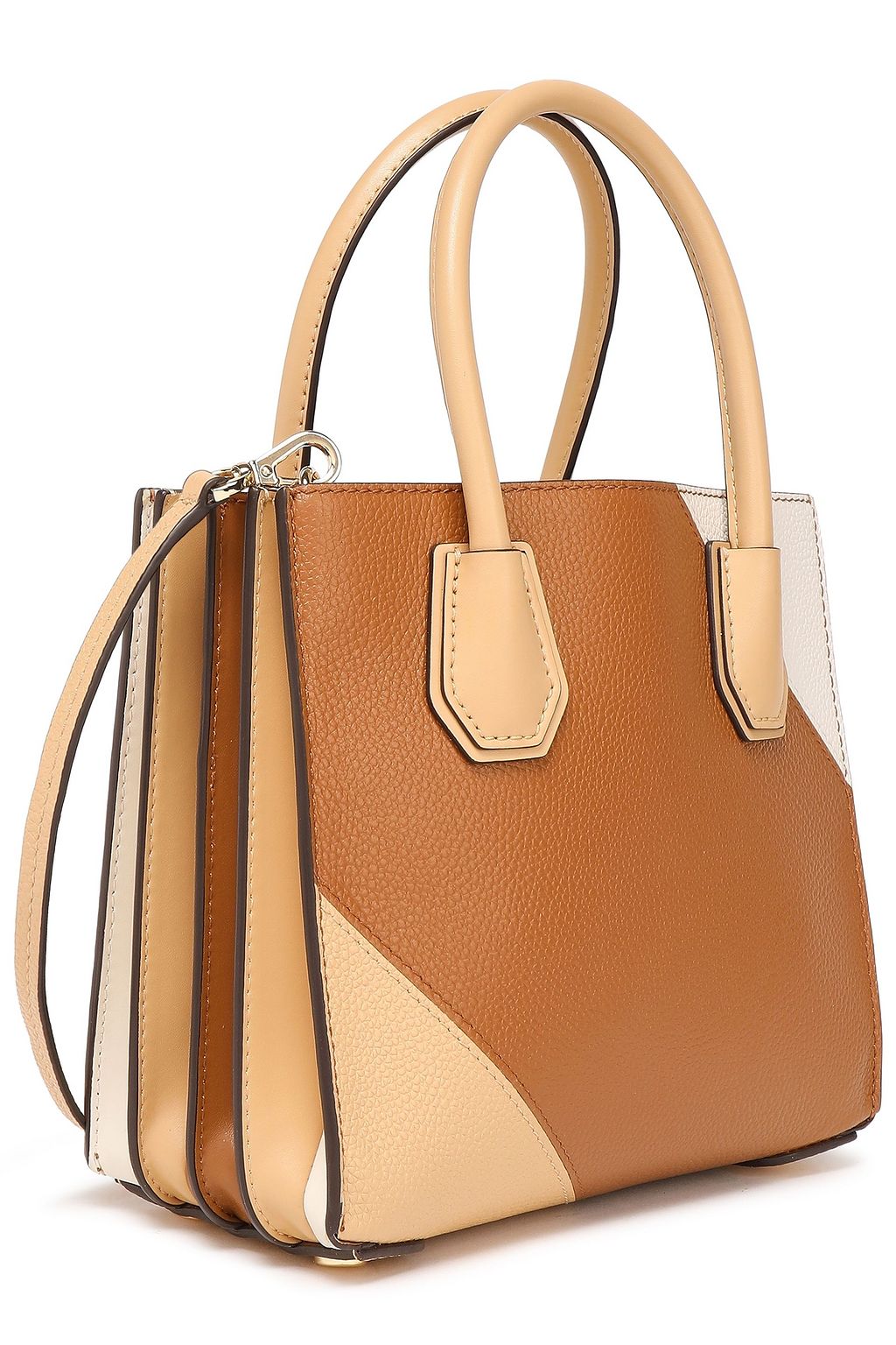 MICHAEL MICHAEL KORS Color-block smooth and textured-leather shoulder bag