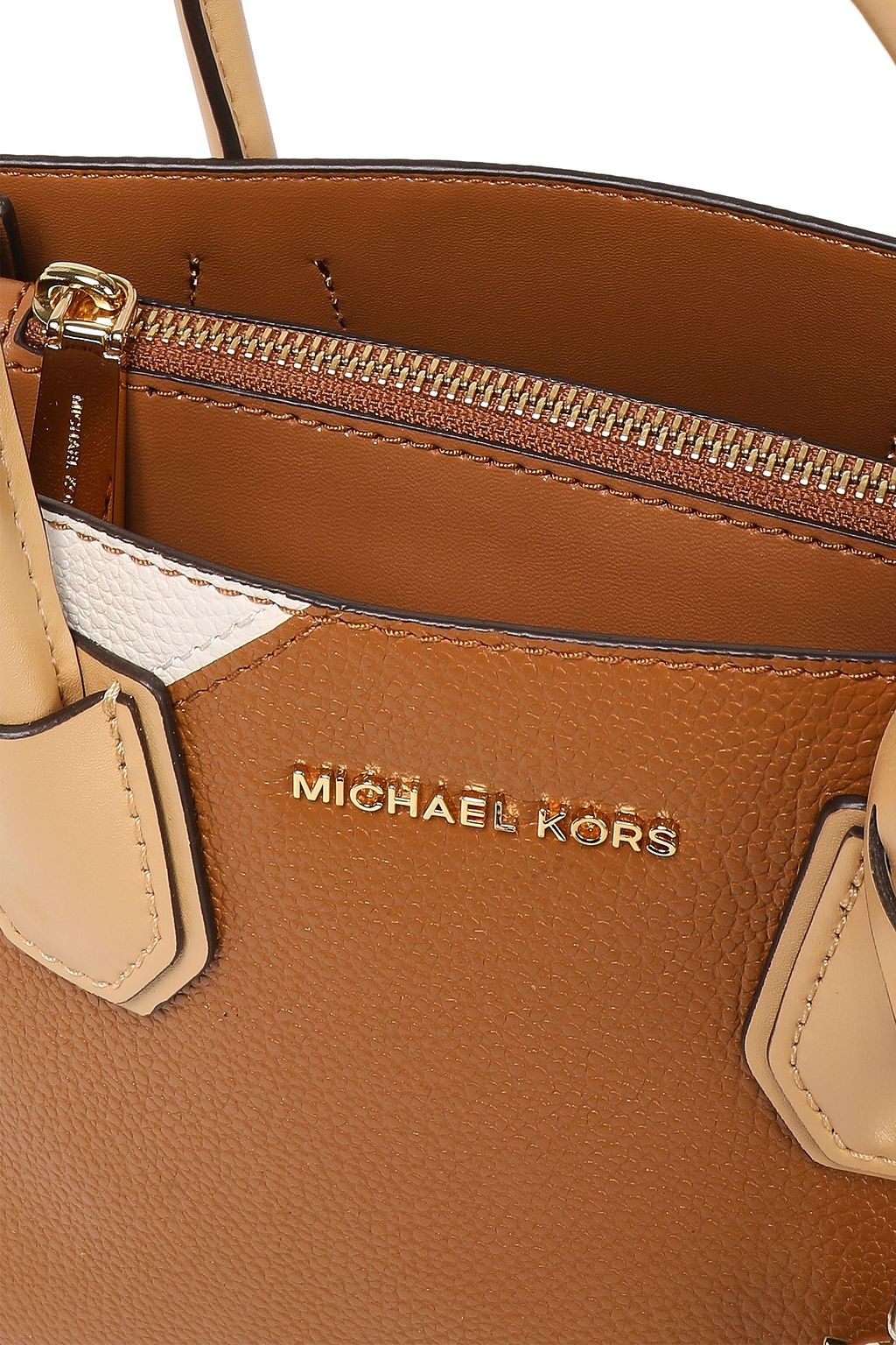 MICHAEL MICHAEL KORS Color-block smooth and textured-leather shoulder bag