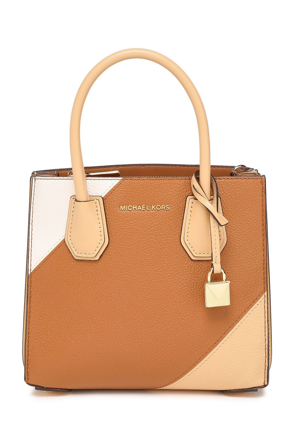 MICHAEL MICHAEL KORS Color-block smooth and textured-leather shoulder bag