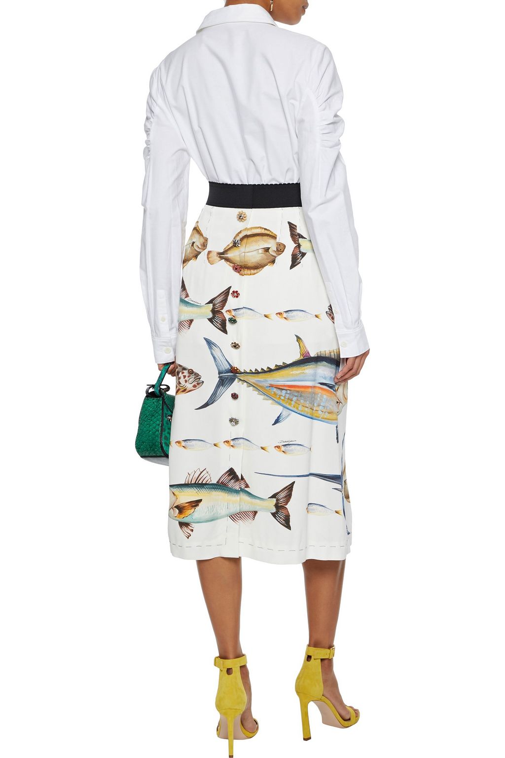 DOLCE&GABBANA Embellished printed crepe midi dress