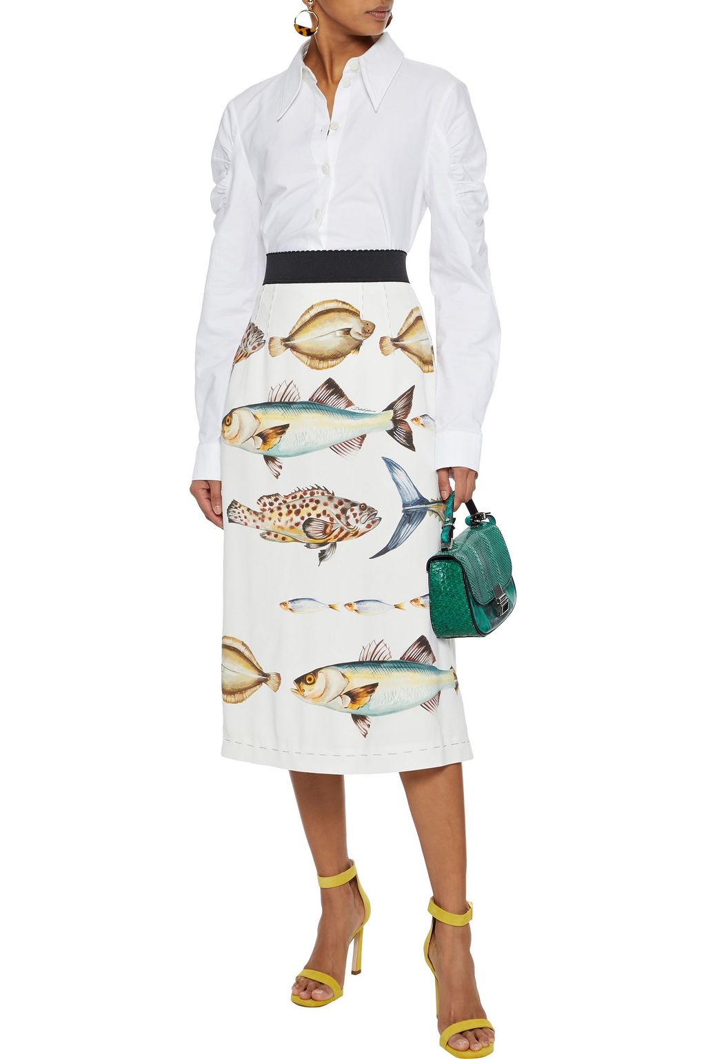 DOLCE&GABBANA Embellished printed crepe midi dress