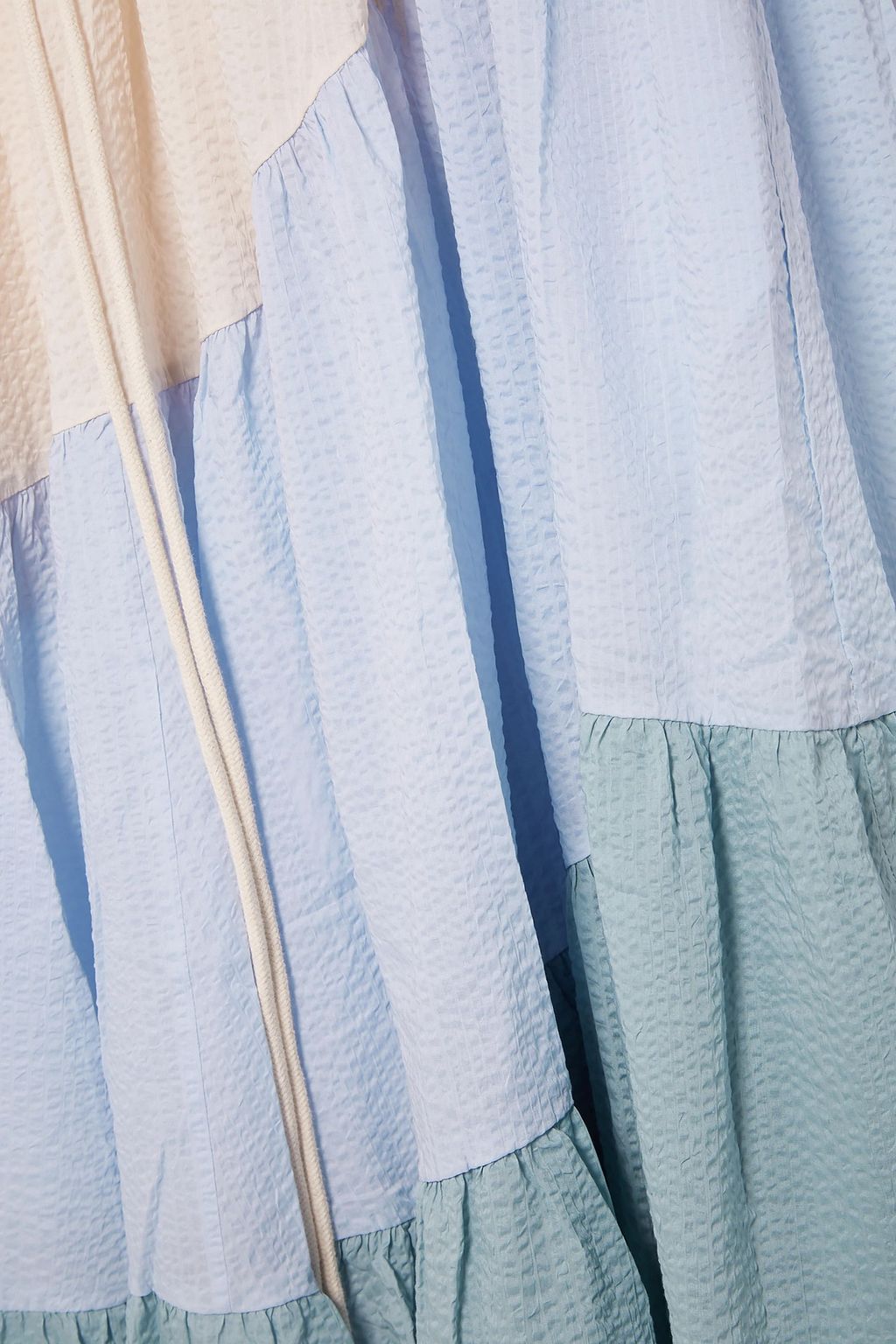 LEE MATHEWS Lilian gathered color-block cotton-seersucker maxi dress