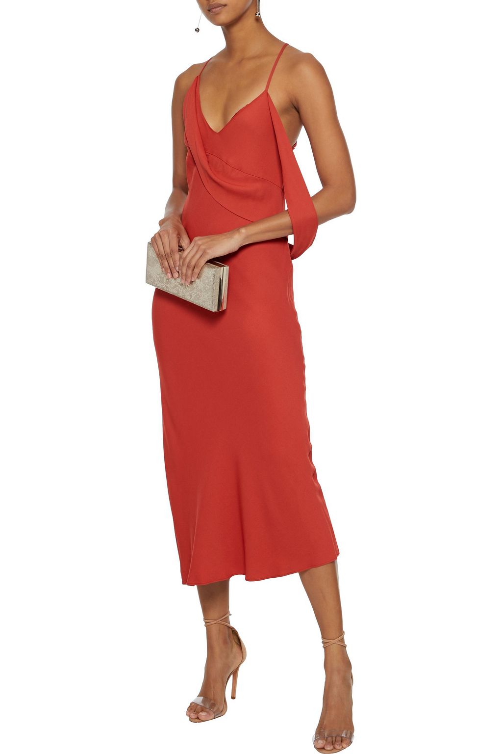 MICHELLE MASON Open-back draped crepe midi dress