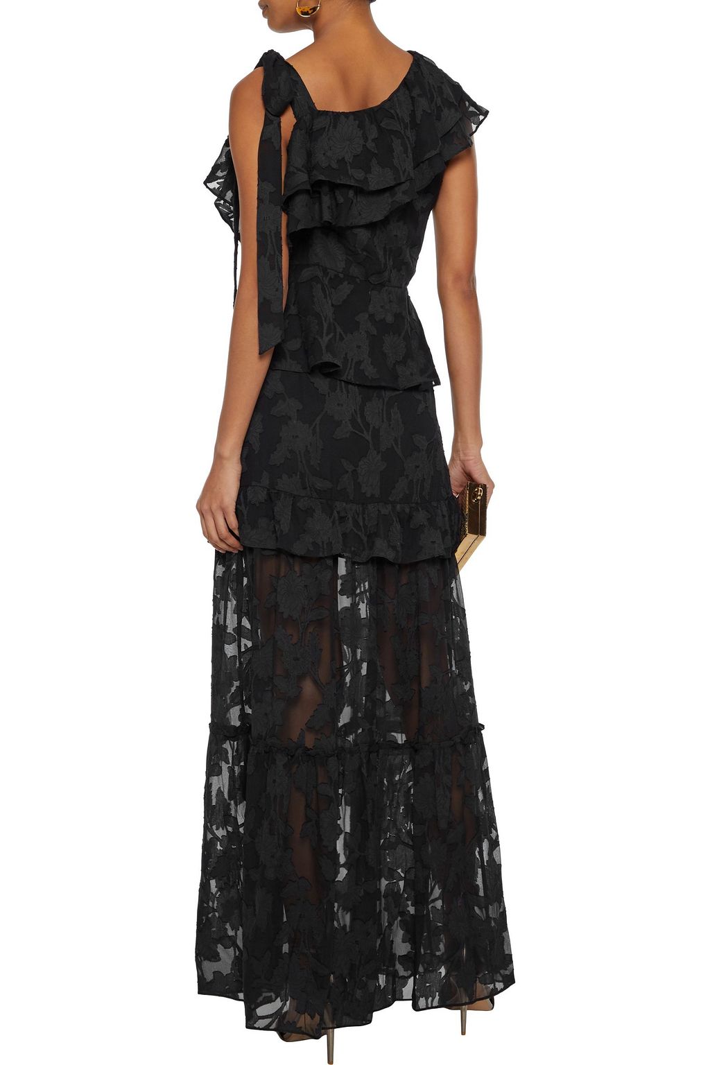 RACHEL ZOE Katerina ruffled fil coupé silk and cotton-blend top