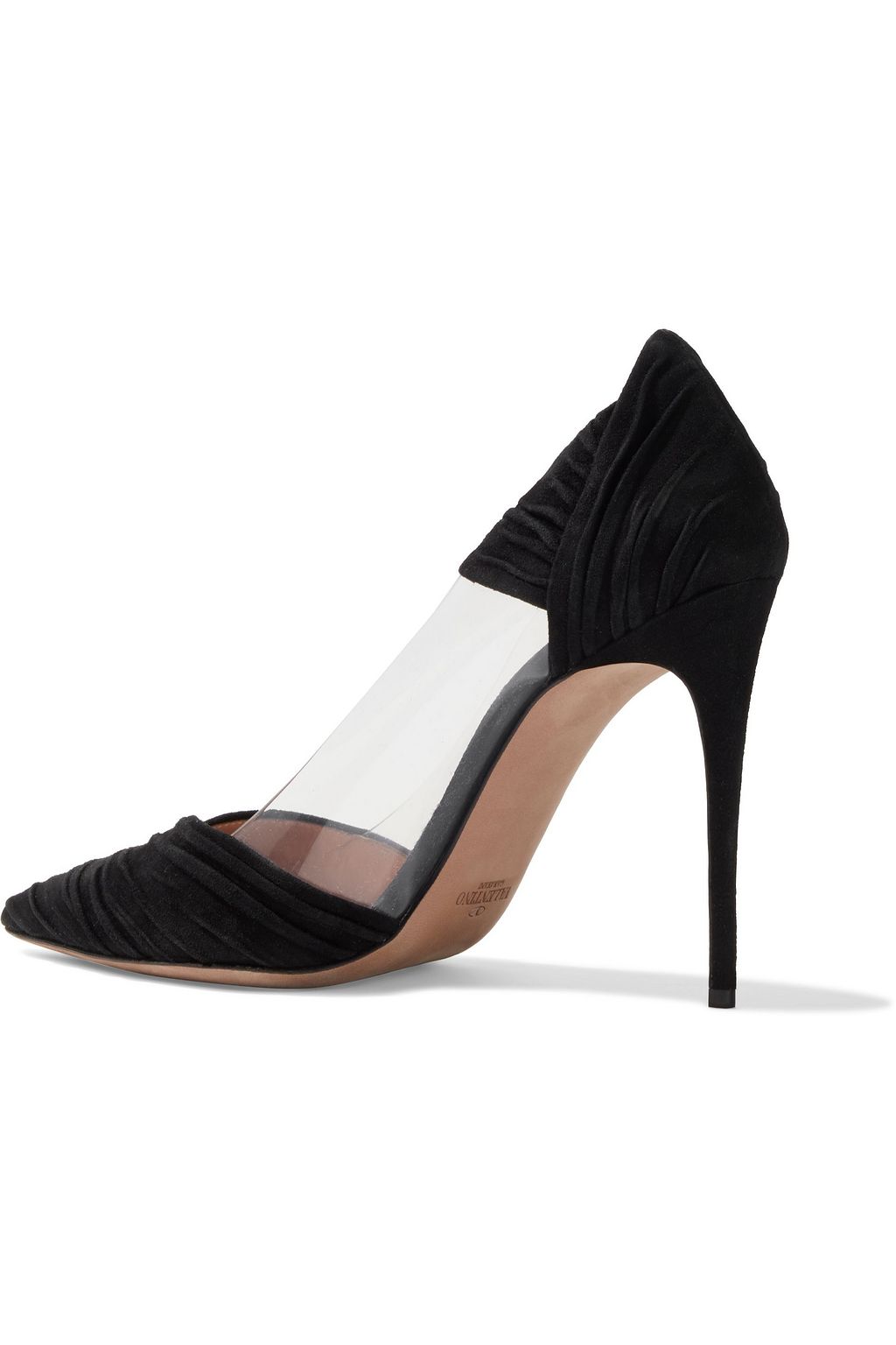VALENTINO GARAVANI B-Drape ruched suede and PVC pumps
