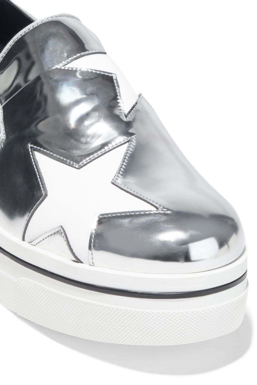 STELLA MCCARTNEY Binx Star cutout faux mirrored-leather platform slip-on sneakers