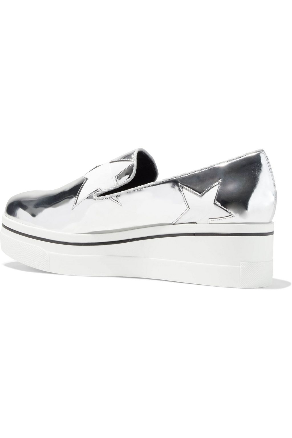 STELLA MCCARTNEY Binx Star cutout faux mirrored-leather platform slip-on sneakers