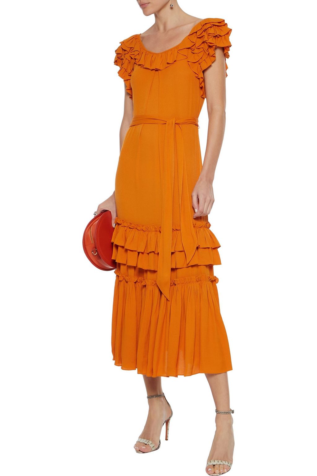 MARISSA WEBB Elio belted ruffled crepe midi dress