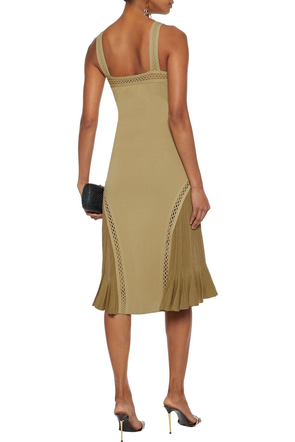 ROBERTO CAVALLI Fluted ribbed knit-paneled ponte dress