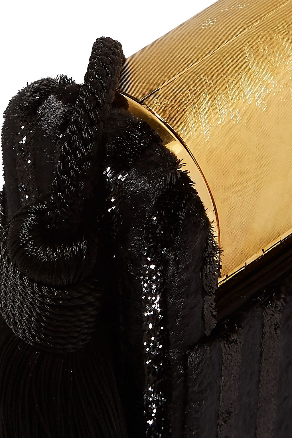 BIENEN DAVIS Régine tasseled Lurex and gold-dipped shoulder bag