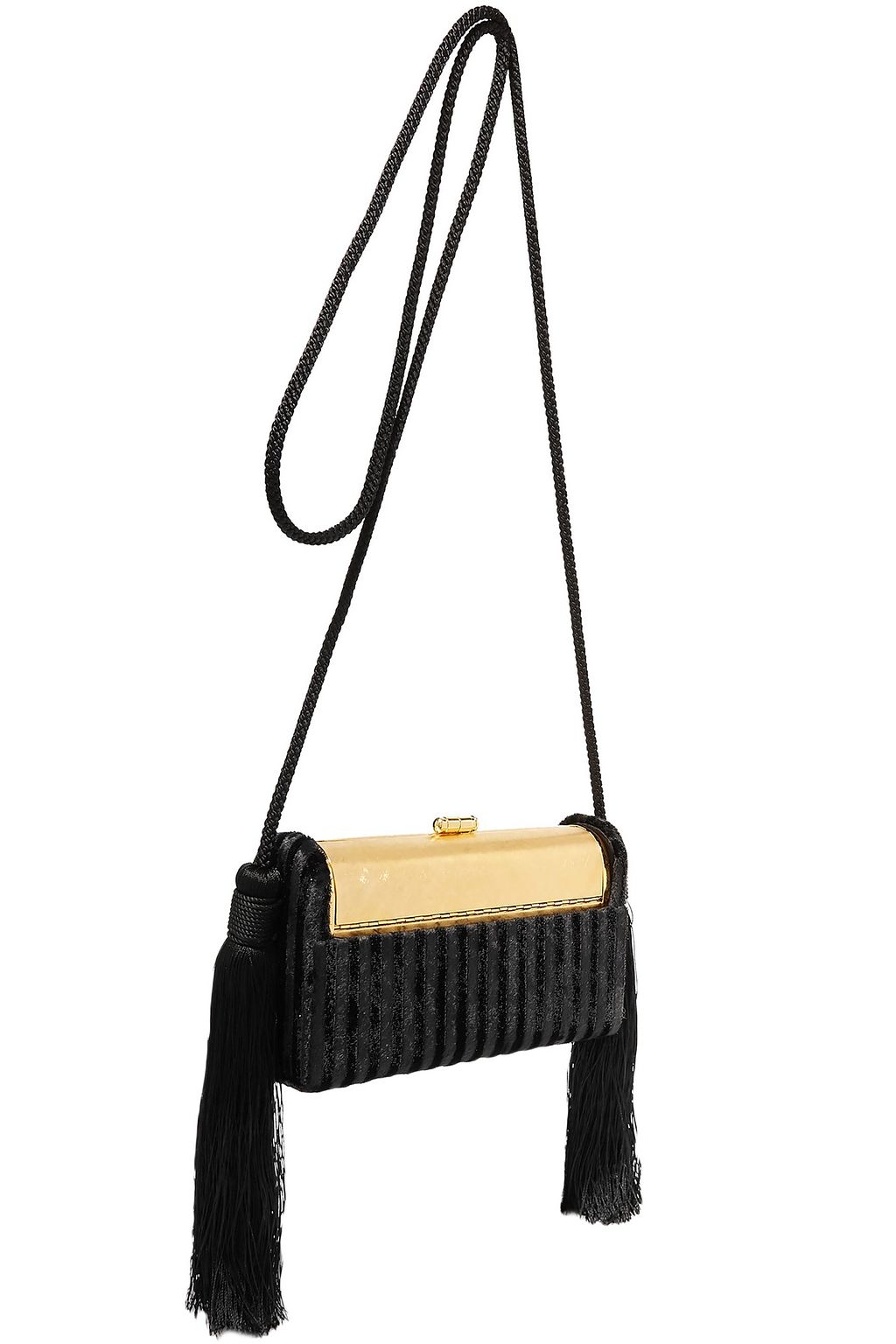 BIENEN DAVIS Régine tasseled Lurex and gold-dipped shoulder bag