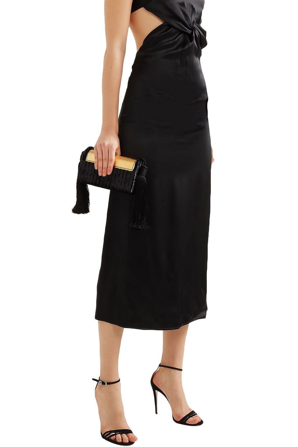 BIENEN DAVIS Régine tasseled Lurex and gold-dipped shoulder bag