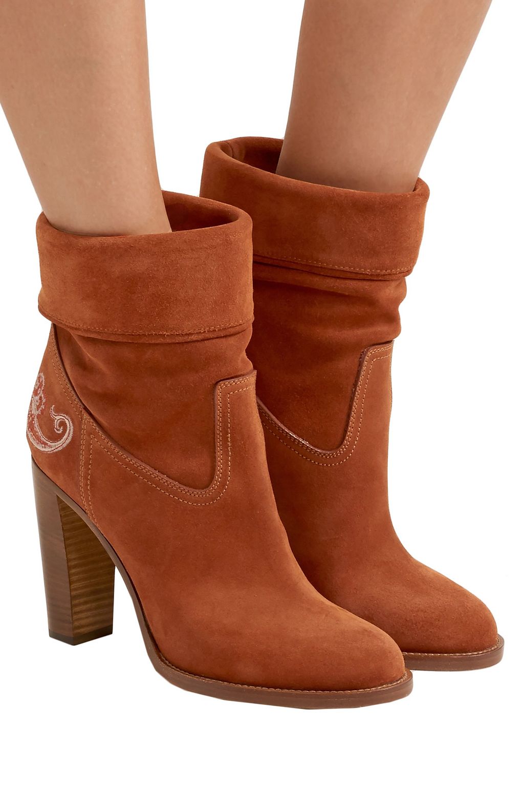 ETRO Embroidered suede ankle boots