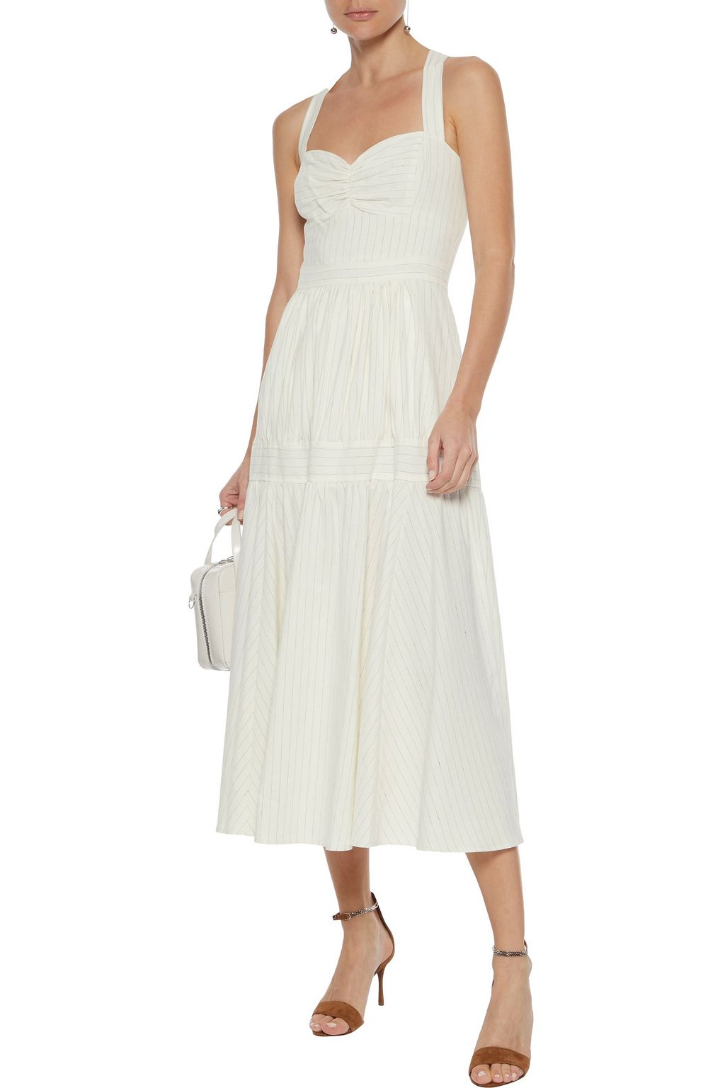 MARISSA WEBB Seraphina gathered pinstriped woven midi dress