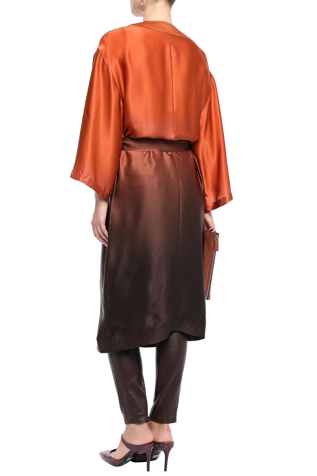 LAPOINTE Belted dégradé silk-satin robe