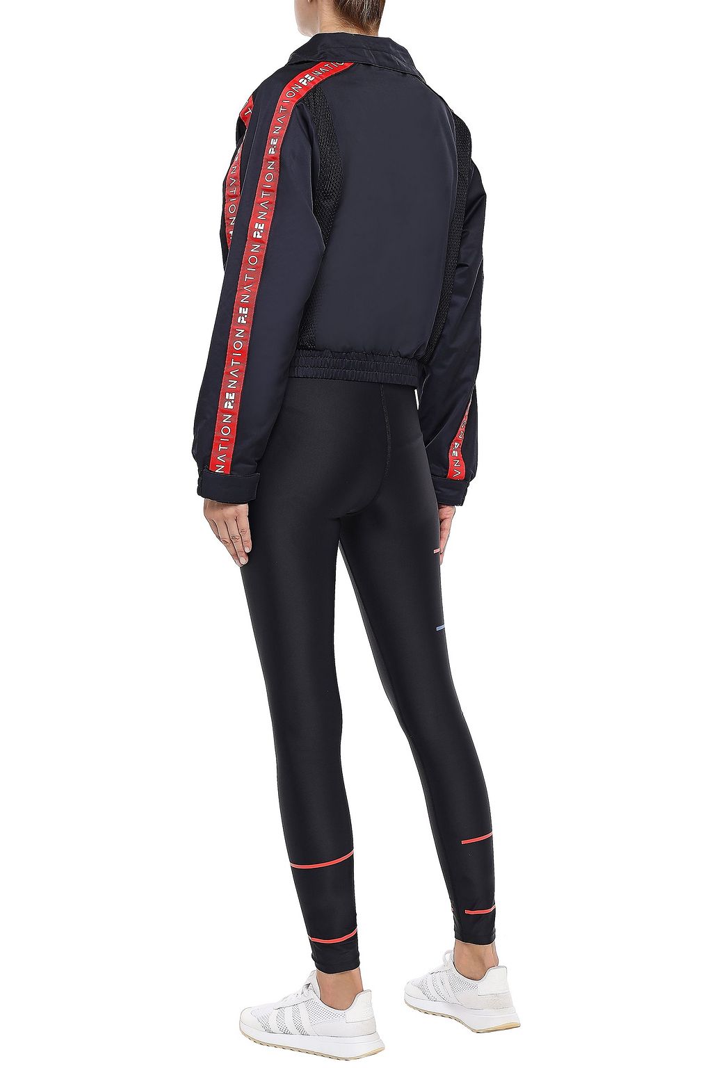 P.E NATION Mesh-paneled grosgrain-trimmed printed shell track jacket