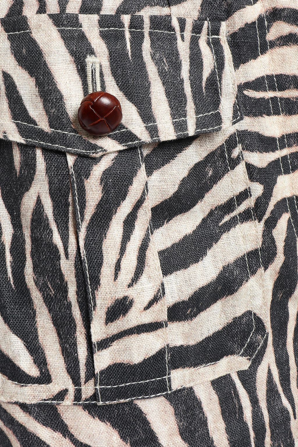 ZIMMERMANN Belted zebra-print linen mini skirt | THE OUTNET