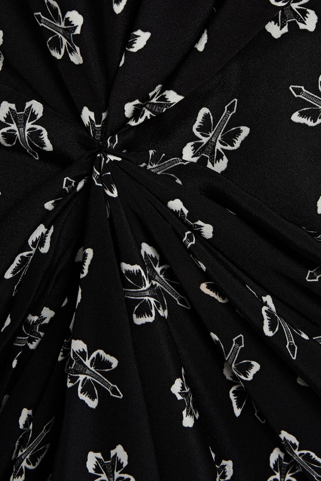 REDEMPTION Wrap-effect draped printed silk-crepe midi dress