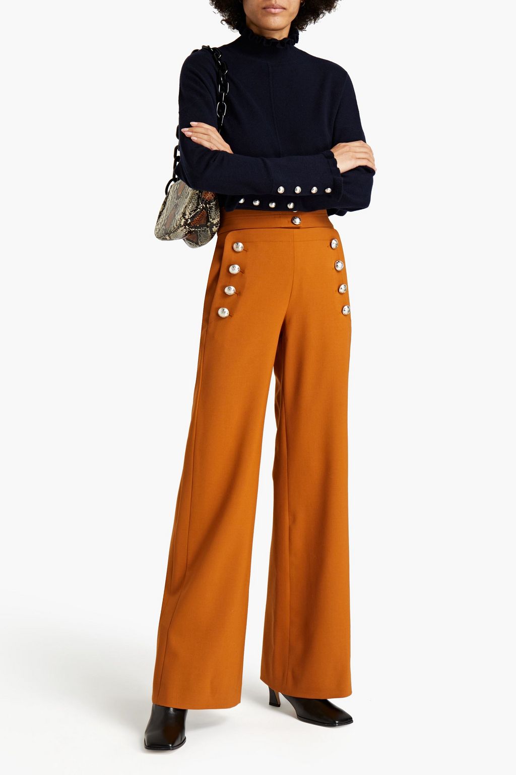 CHLOÉ Ruffle-trimmed cashmere turtleneck sweater