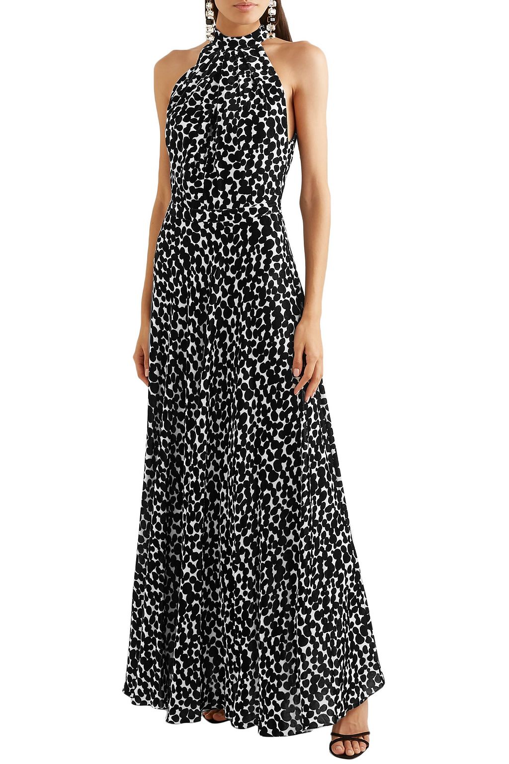 RAQUEL DINIZ Giovanna printed velvet halterneck gown