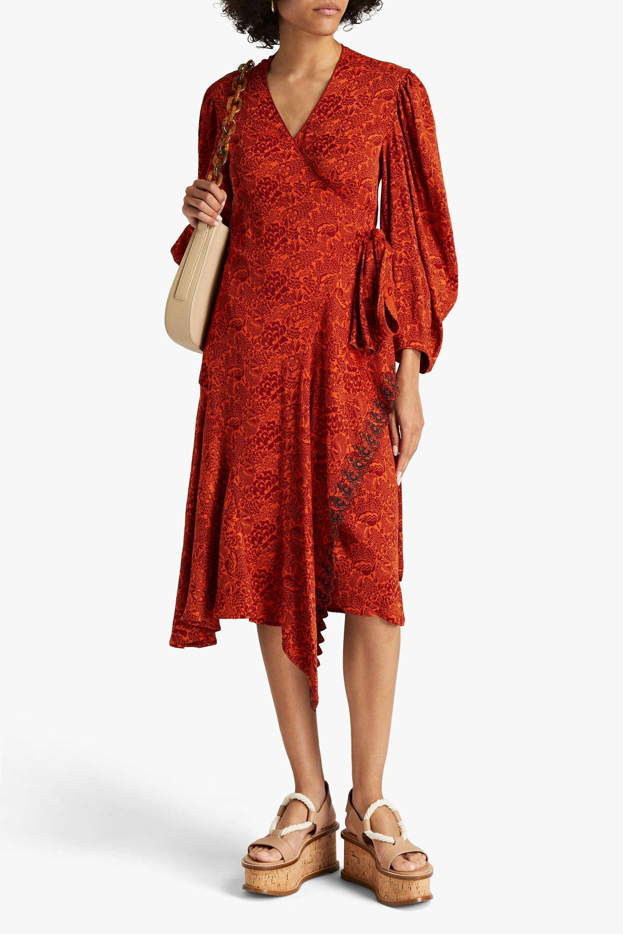 Chloé Embroidered jacquard wrap dress