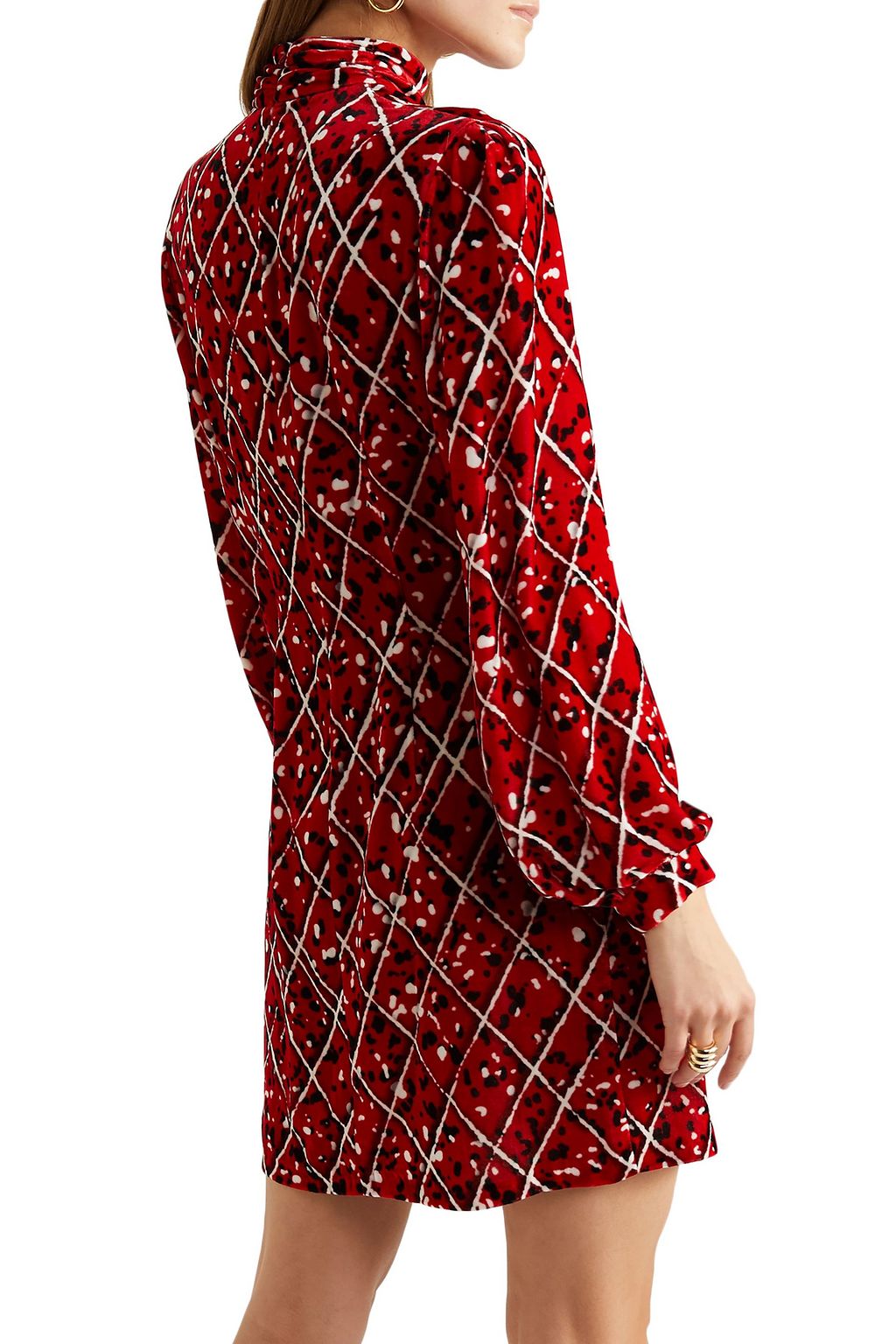 RAQUEL DINIZ Elle ruched printed velvet mini dress