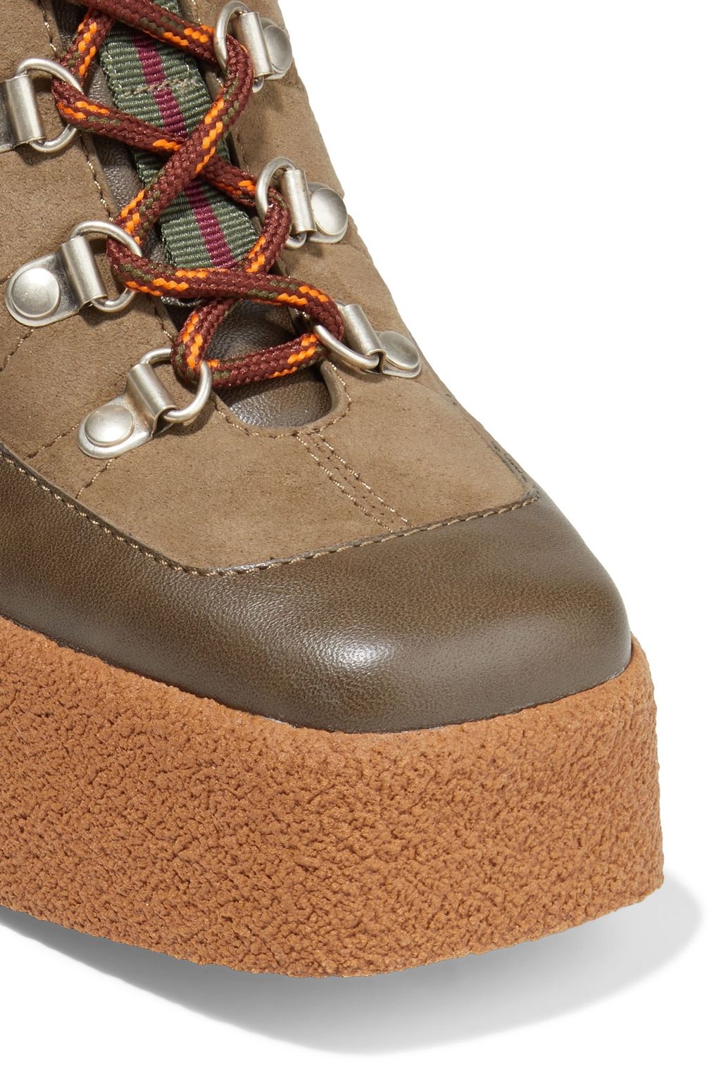 STELLA MCCARTNEY Lace-up faux suede and leather platform ankle boots