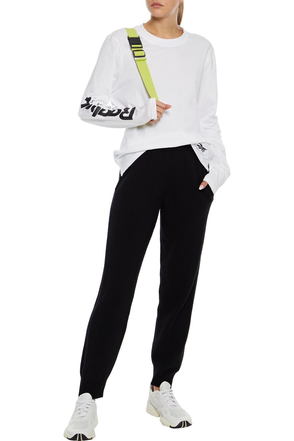 REEBOK X VICTORIA BECKHAM Embroidered printed cotton-jersey top