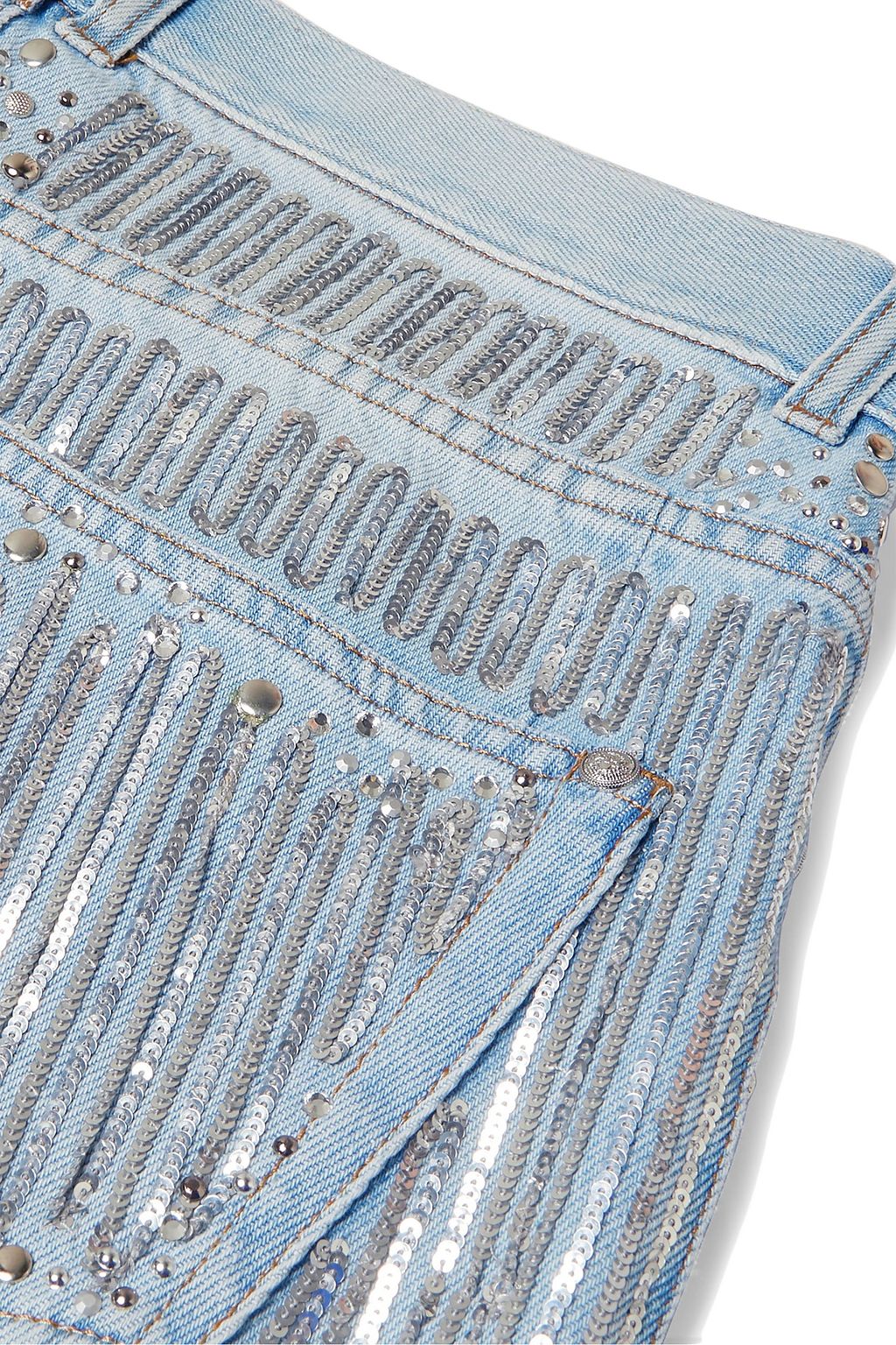 BALMAIN Embellished distressed boyfriend jeans