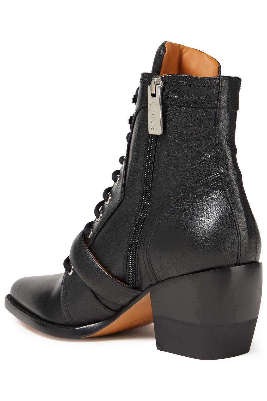 CHLOÉ Serina buckle-detailed lace-up leather ankle boots