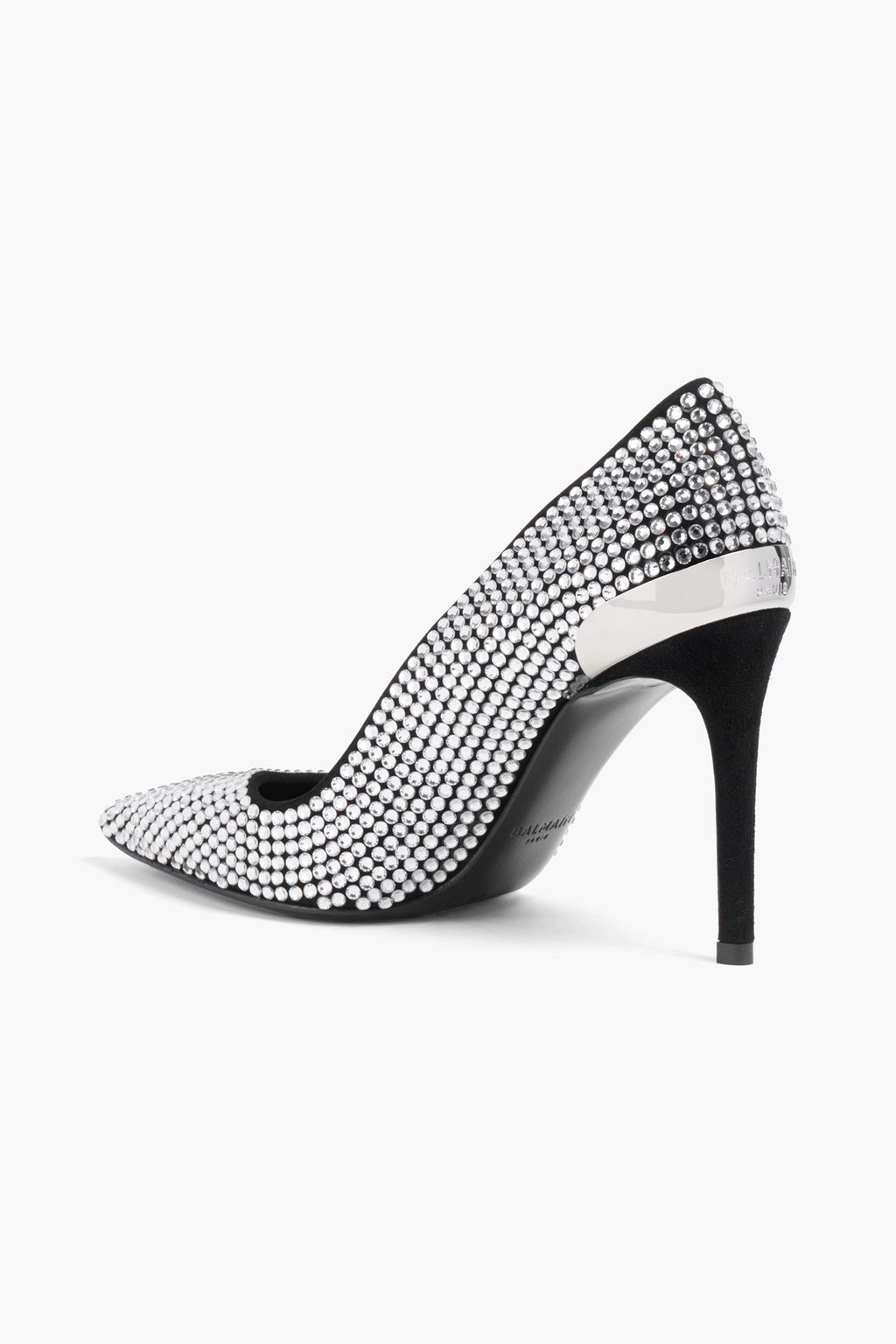 BALMAIN Crystal-embellished suede pumps