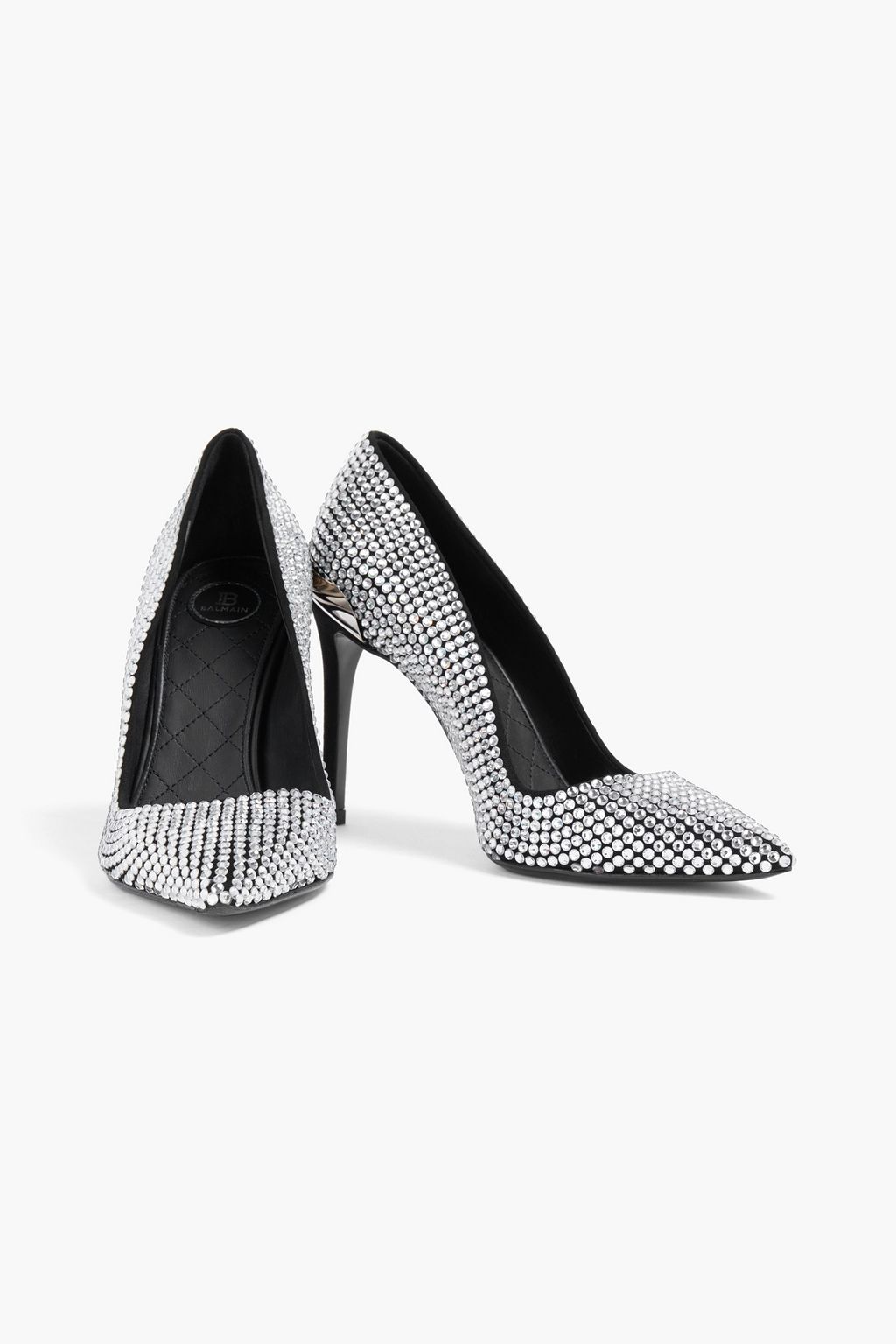 BALMAIN Crystal-embellished suede pumps