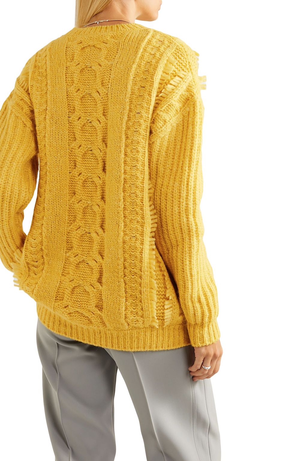 STELLA MCCARTNEY Fringed cable-knit alpaca-blend sweater