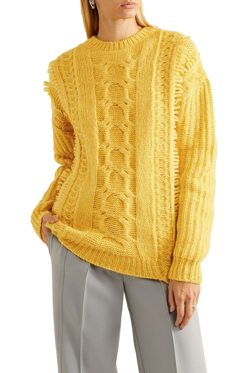 STELLA MCCARTNEY Fringed cable-knit alpaca-blend sweater