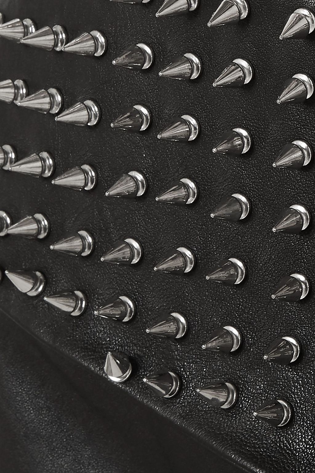 BALMAIN Wrap-effect studded leather mini skirt