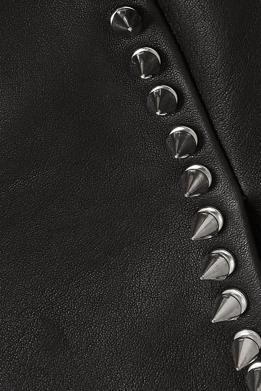 BALMAIN Wrap-effect studded leather mini skirt