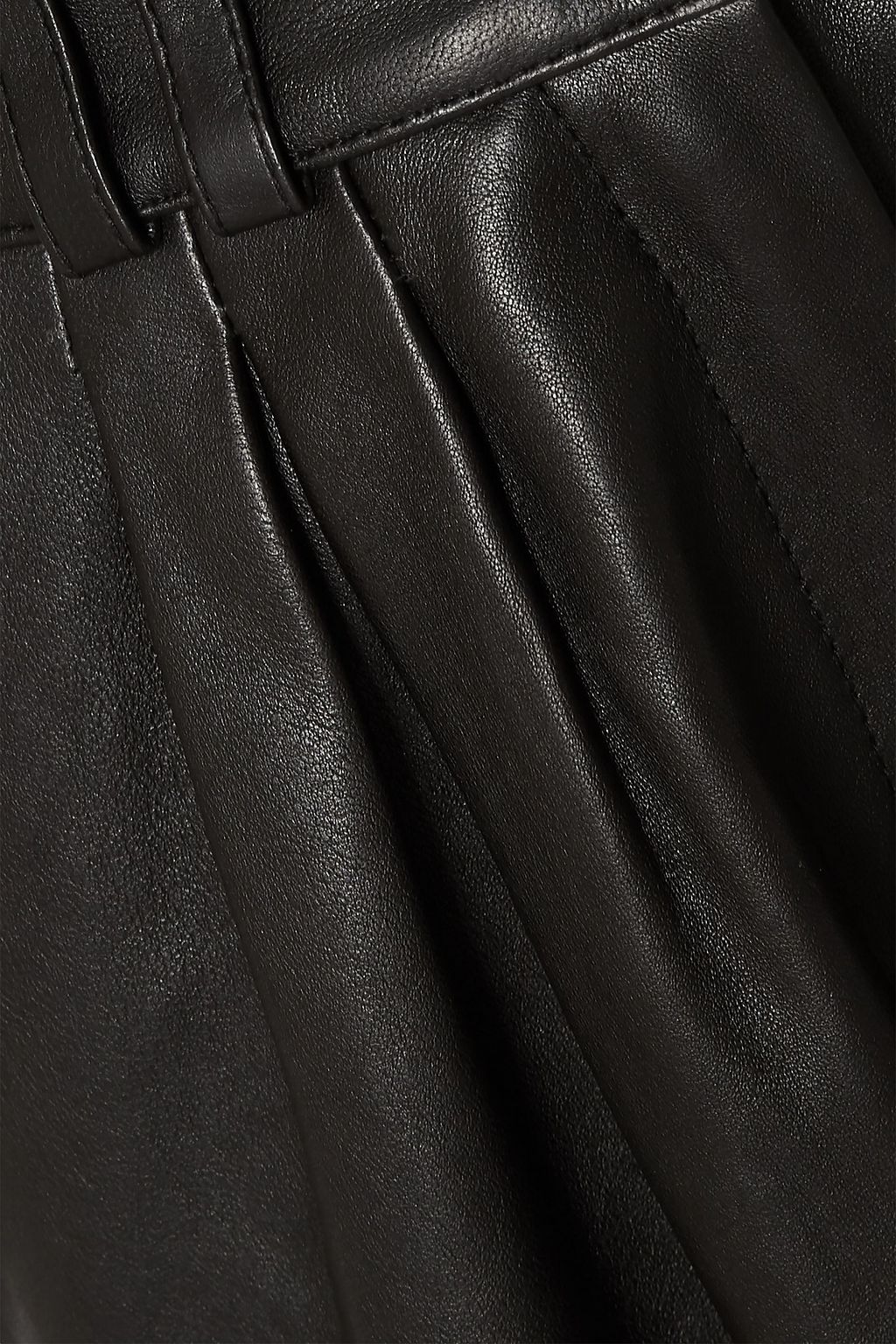 BALMAIN Pleated leather tapered pants