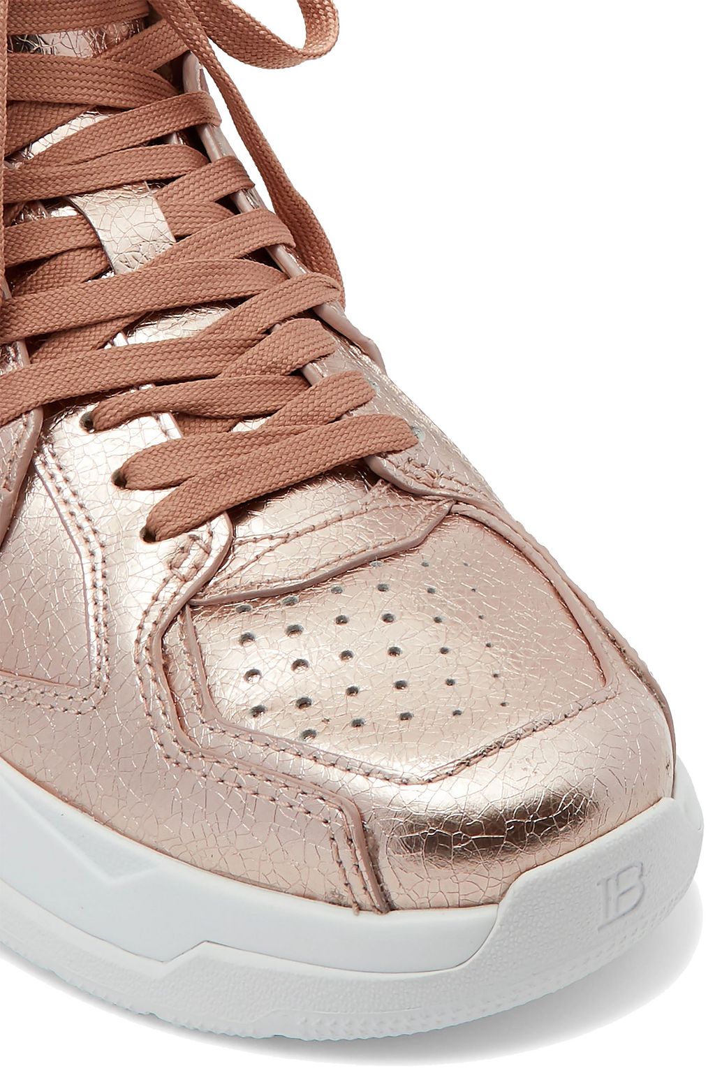 BALMAIN B Ball metallic leather high-top sneakers