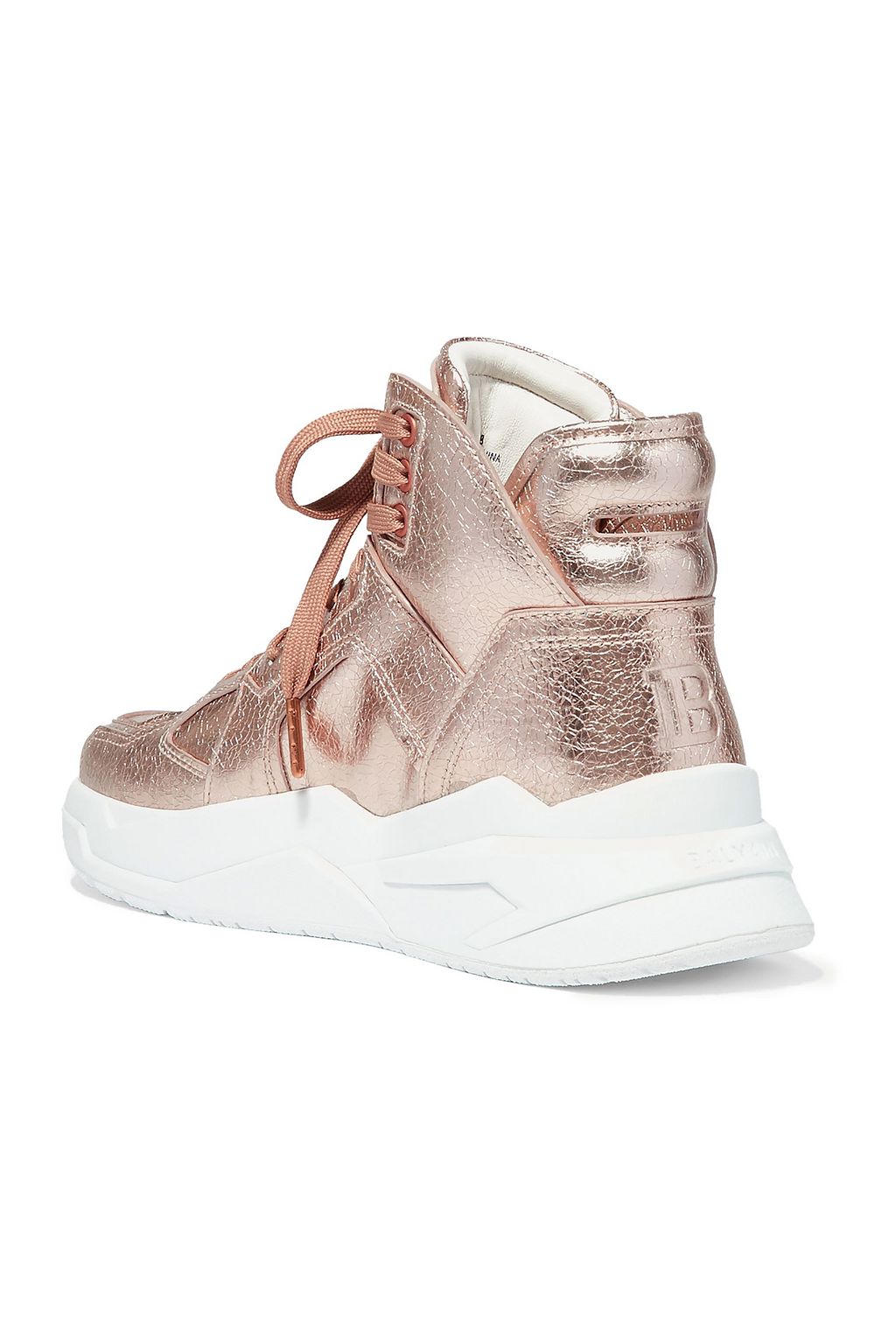BALMAIN B Ball metallic leather high-top sneakers