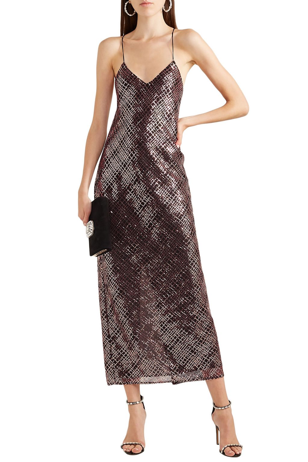 MICHELLE MASON Open-back sequined tulle maxi slip dress